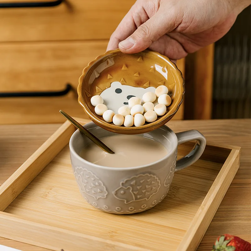 

New Creative Cat Ceramic Coffee Cup Cartoon Animal Crafts Breakfast Milk Cup Embossed Coffee Mug Afternoon Tea Supplies