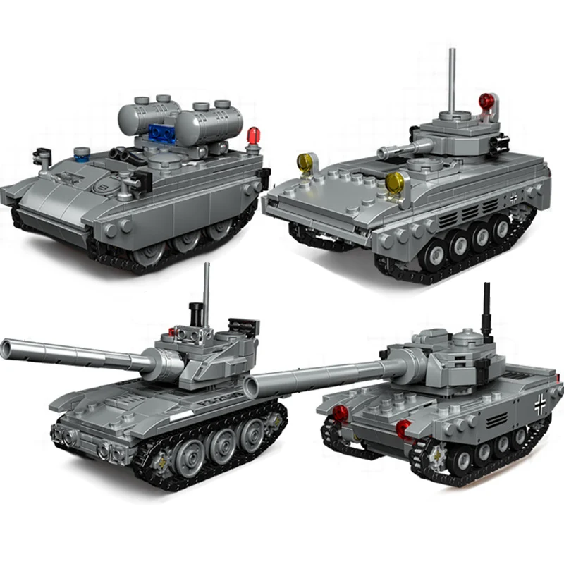 Военный танк WW2, строительные блоки MOC Tiger Tank Leopard, модель 2A7, 4 в 1, мини-строительные блоки, детские игрушки, подарки
Военный танк WW2, строительные блоки MOC Tiger Tank Leopard, модель 2A7, 4 в 1, мини-строительные блоки, детские игрушки, подарки