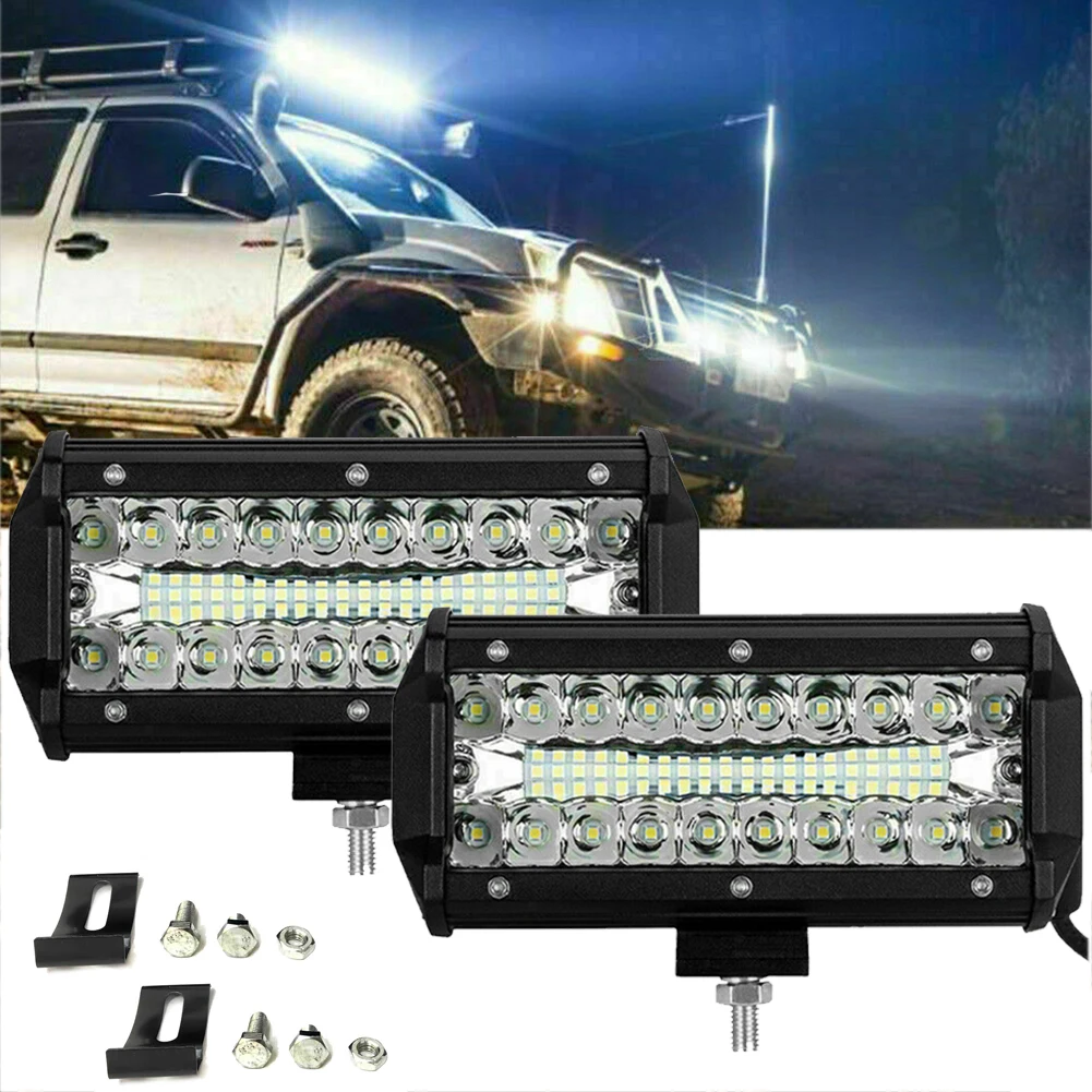 

2pcs 7inch 800W LED Work Light Bar Flood Spot Combo Fog Lamp Offroad Driving Truck 4000 LM 6500K IP 68 DC 9-32V Retrofit Spotlig