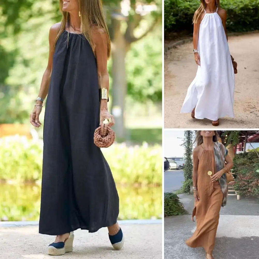 Sexy Summer Maxi Dress Hanging Neck Women Beach Dress Solid Color Ankle Length Plus Size Summer Maxi Dress Daily Wear
Sexy Summer Maxi Dress Hanging Neck Women Beach Dress Solid Color Ankle Length Plus Size Summer Maxi Dress Daily Wear