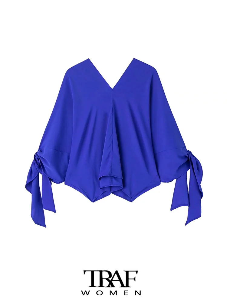 TRAF Women Fashion With Ties Flowing Loose Blouses Vintage V Neck Three Quarter Sleeve Female Shirts Blusas Chic Tops
TRAF Women Fashion With Ties Flowing Loose Blouses Vintage V Neck Three Quarter Sleeve Female Shirts Blusas Chic Tops