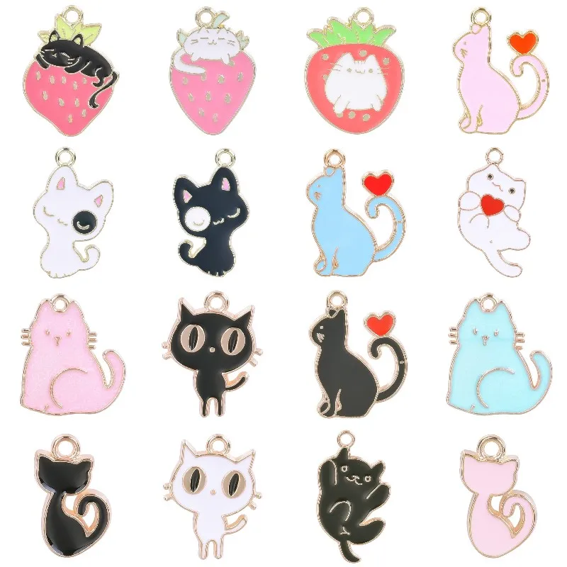 20Pcs/Lot Mix Styles Cute Strawberry Love Heart Cat Charms Animal Pet Cat Pendant For Jewelry Making Necklaces Earrings Supplies
20Pcs/Lot Mix Styles Cute Strawberry Love Heart Cat Charms Animal Pet Cat Pendant For Jewelry Making Necklaces Earrings Supplies
