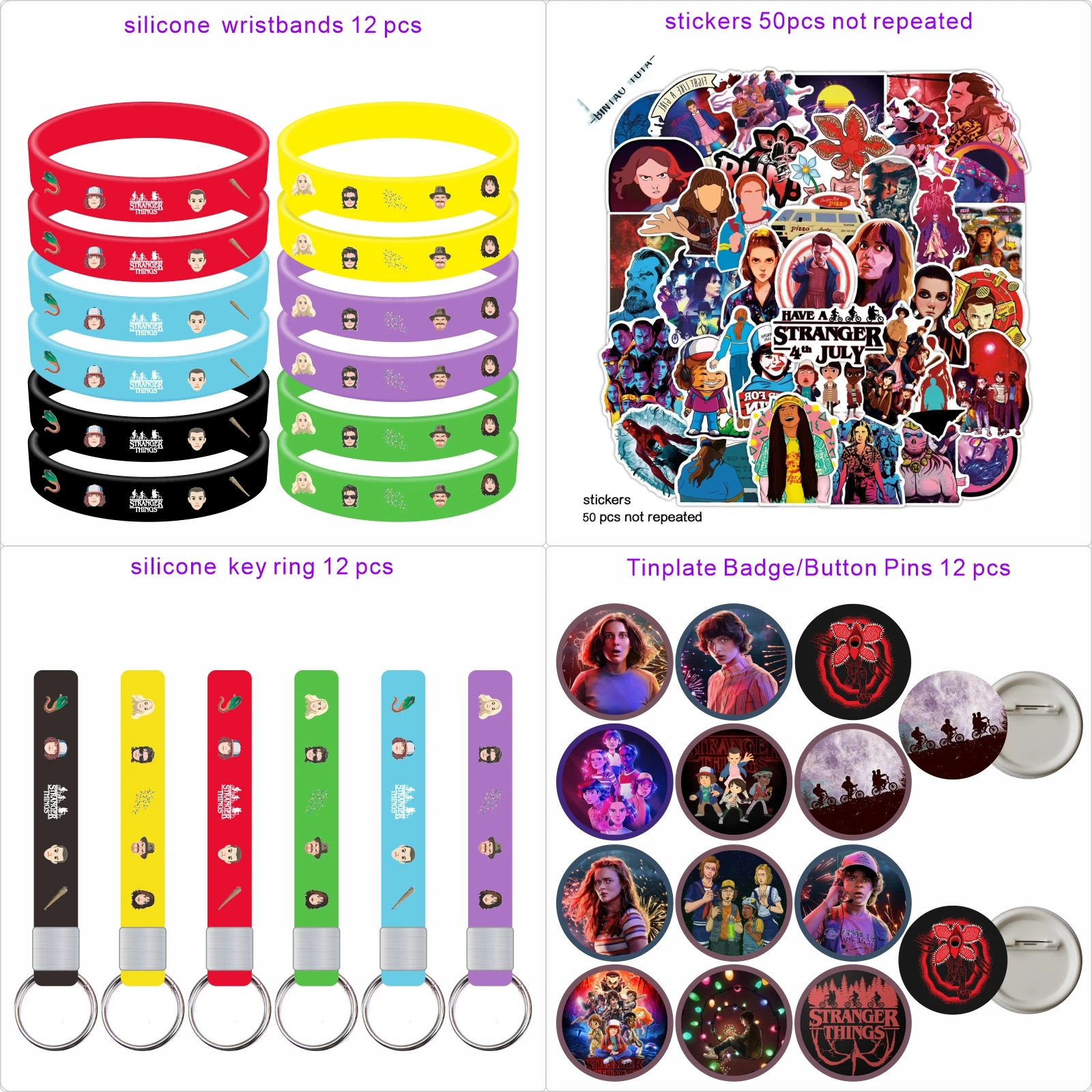 D14 86Pcs Party Supplies: 12 Bracelets,12 Key Chains,12 Button Pins,50 Stickers For Stranger#Things Cartoon Kids Gift Toys
D14 86Pcs Party Supplies: 12 Bracelets,12 Key Chains,12 Button Pins,50 Stickers For Stranger#Things Cartoon Kids Gift Toys