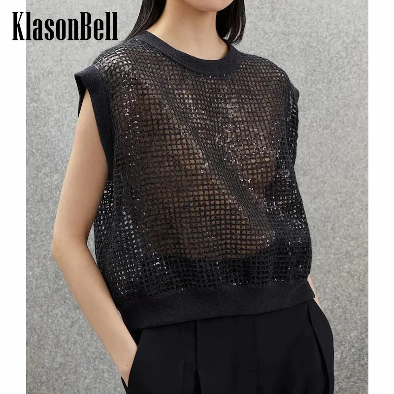 8.26 KlasonBell Fashion Sequins Hollow Out Knitted Sleeveless Crew Neck Sweater Vest Women
8.26 KlasonBell Fashion Sequins Hollow Out Knitted Sleeveless Crew Neck Sweater Vest Women