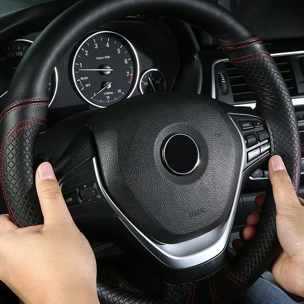 Universal Car Steering Wheel Cover DIY Braid 38cm Leather Car Cover Protector with Needle and Thread Car Interior Accessories
Universal Car Steering Wheel Cover DIY Braid 38cm Leather Car Cover Protector with Needle and Thread Car Interior Accessories