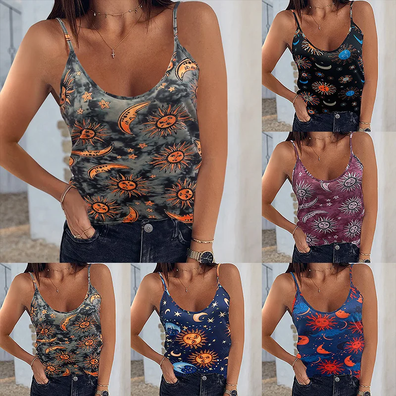 Sexy Women's Clothing 2022 Summer New Fashion Camisole Casual U-Neck Vest Loose Sun Print Sleeveless Pullover Top Streetwear
Sexy Women's Clothing 2022 Summer New Fashion Camisole Casual U-Neck Vest Loose Sun Print Sleeveless Pullover Top Streetwear
