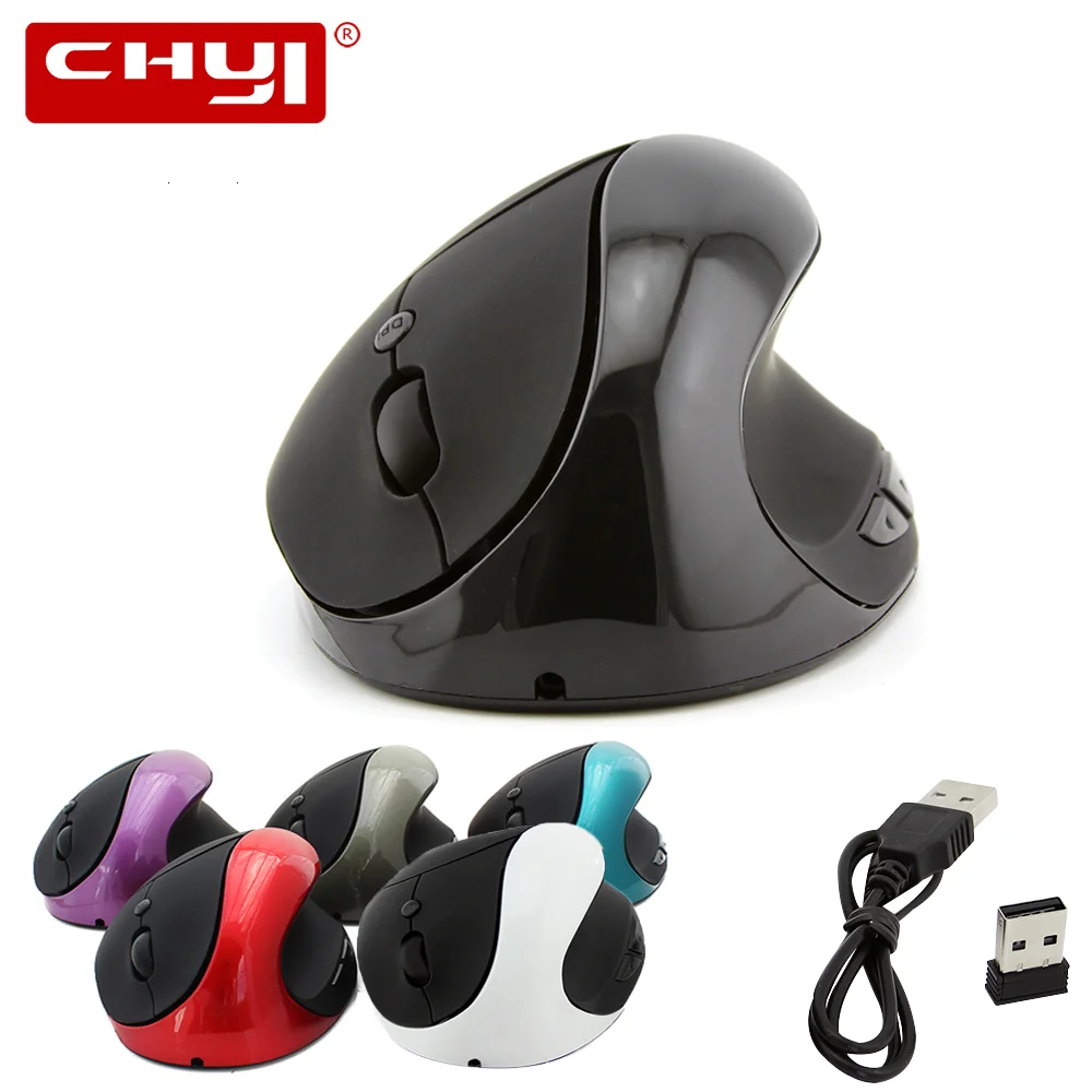 

CHYI Ergonomic Vertical Rechargeable Wireless Mouse Gamer 2.4G USB Optical Computer Mice 1600DPI Gaming Mause For Laptop PC