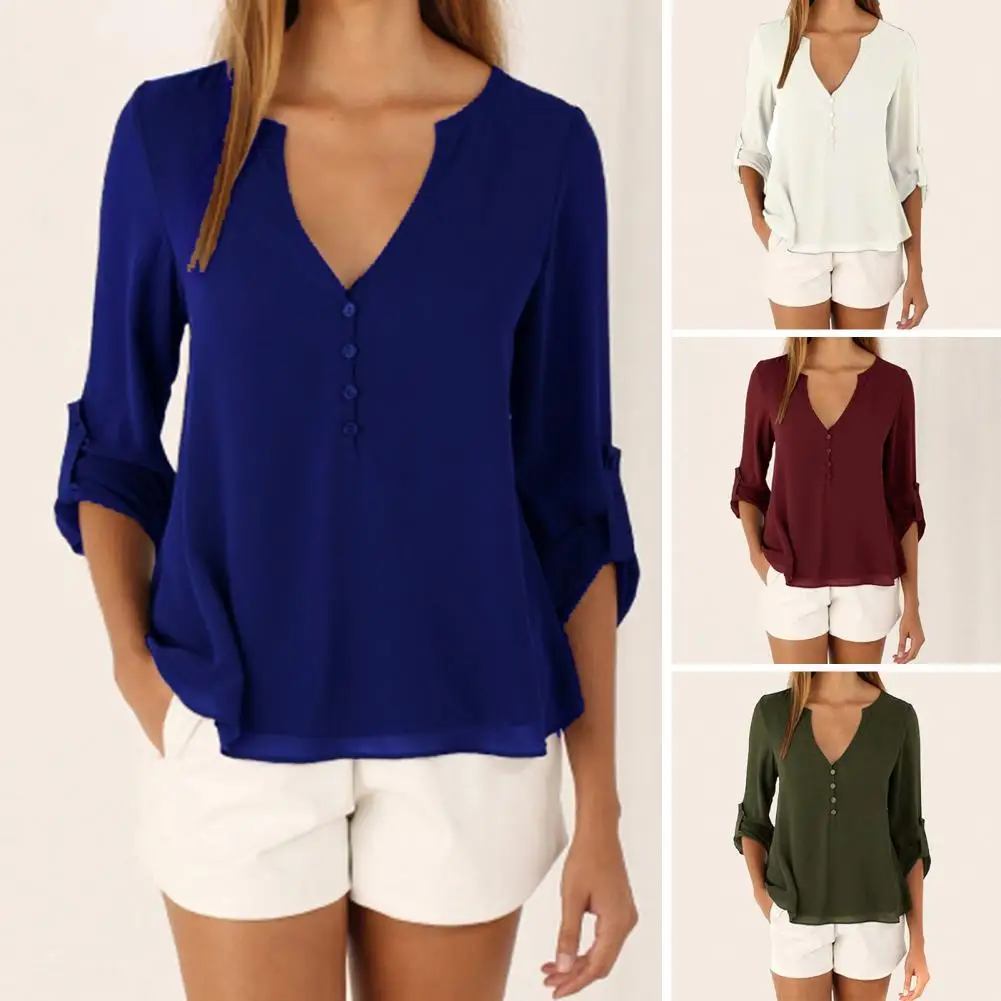 Women Button-up Shirt Stylish Women's V-neck Fall Shirt Soft Buttoned Pullover with Long Sleeves Breathable Fabric Autumn/spring
Women Button-up Shirt Stylish Women's V-neck Fall Shirt Soft Buttoned Pullover with Long Sleeves Breathable Fabric Autumn/spring