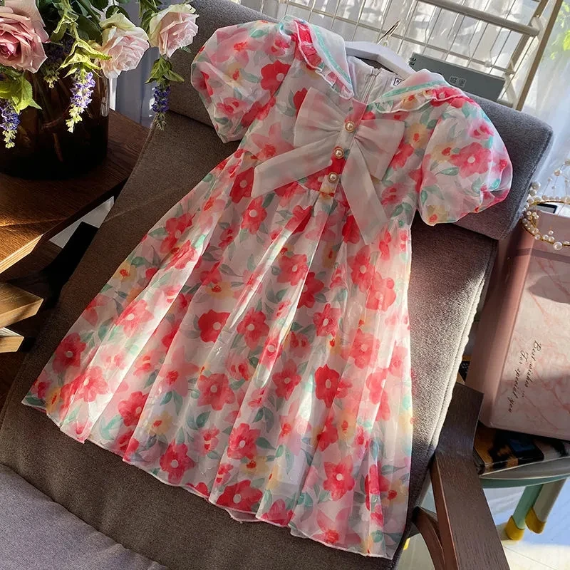 2022 Summer Girls Puff Sleeve Sweet Dress Fairy Princess Dress Embroidery Children Birthday floral chiffon Dress holiday Clothes
2022 Summer Girls Puff Sleeve Sweet Dress Fairy Princess Dress Embroidery Children Birthday floral chiffon Dress holiday Clothes