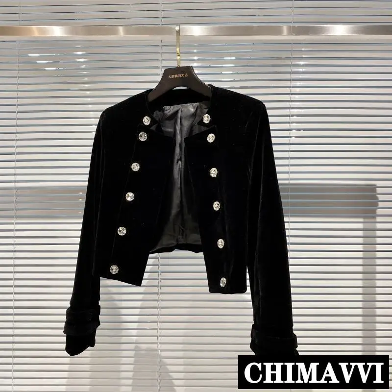2020 New Fashion Rhinestone Button Shiny Slim Fit Velvet Suit Coat Cropped Jacket Women High Waist Short Jackets
2020 New Fashion Rhinestone Button Shiny Slim Fit Velvet Suit Coat Cropped Jacket Women High Waist Short Jackets