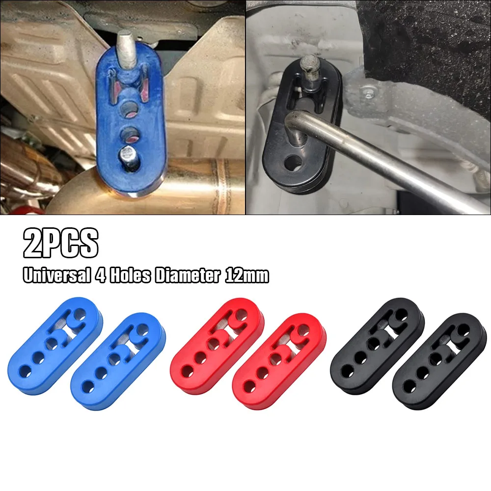 

2pcs Universal 4 Holes Car Rubber Exhaust Tail Pipe Mount Brackets Hanger Insulator Replacement Heavy Duty Exhaust Mount 12mm