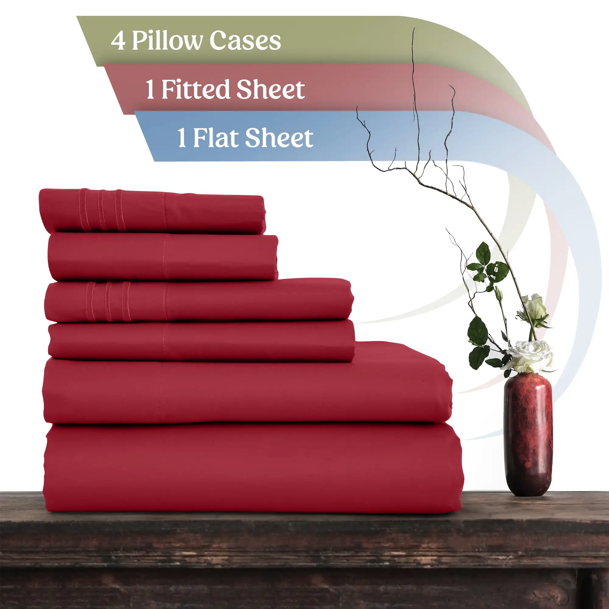 Plain Microfiber Queen Bed Sheets Set, 6 piece Deep Pocket Bed Sheets, Fitted Sheet, Flat Sheet, 2 Pillowcases - Burgundy
Plain Microfiber Queen Bed Sheets Set, 6 piece Deep Pocket Bed Sheets, Fitted Sheet, Flat Sheet, 2 Pillowcases - Burgundy