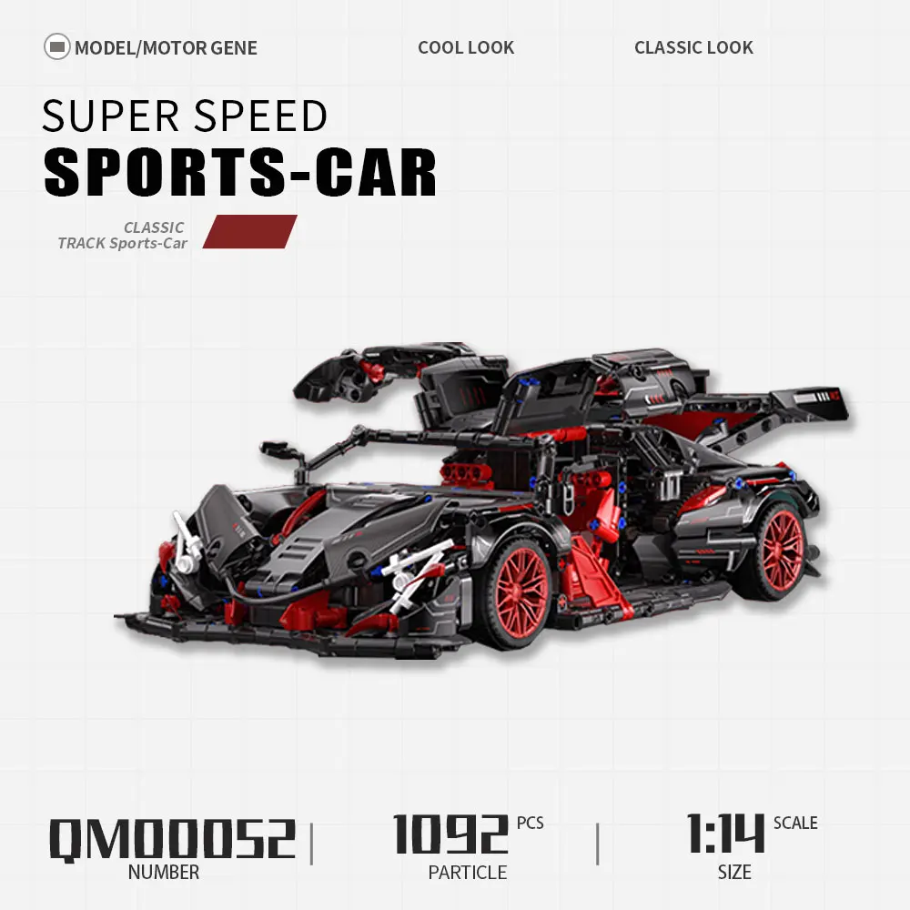 High Tech Super Sport Racing Black Red Car 1:14 QM00052 1092pcs Moc Modular Bricks Technical Model Building Blocks Boys Toys
High Tech Super Sport Racing Black Red Car 1:14 QM00052 1092pcs Moc Modular Bricks Technical Model Building Blocks Boys Toys