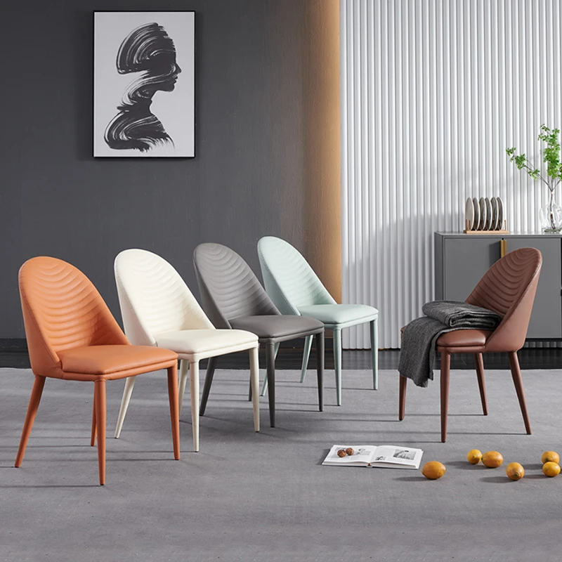 

Итальянский Роскошный дизайнерский кожаный обеденный стул, удобный современный стул с мягкой обивкой для гостиной, Обеденная Мебель в скандинавском стиле