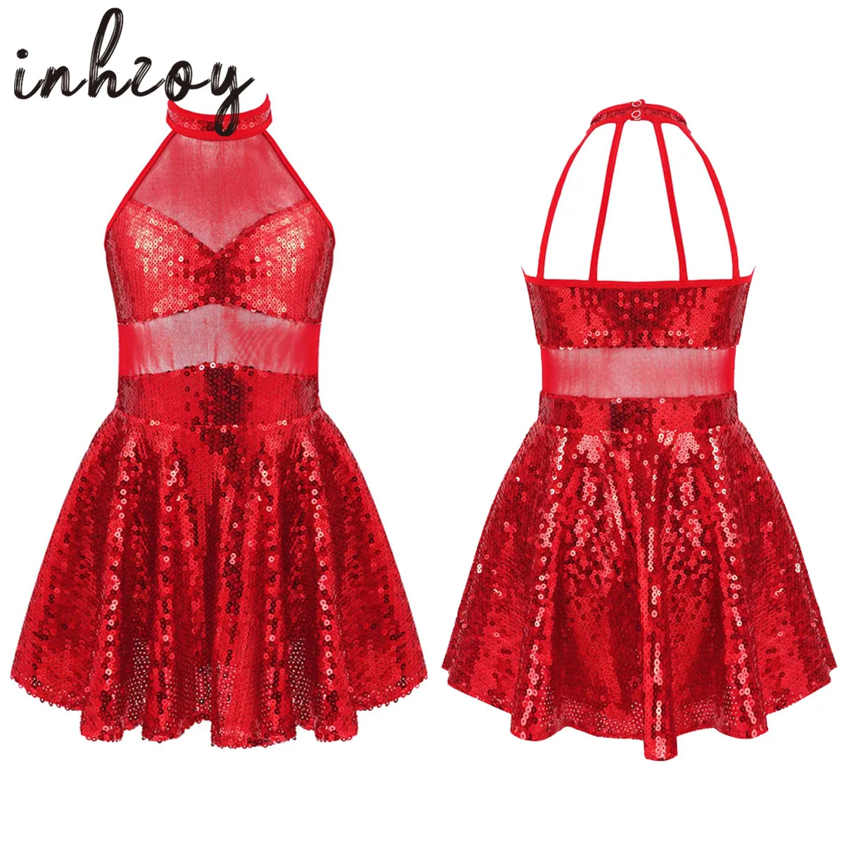 Shiny Sequins Ballet Leotard Dress Halter Caged Back Gymnastics Leotard Lyrical Dance Costume Moden Contemporary Dancewear
Shiny Sequins Ballet Leotard Dress Halter Caged Back Gymnastics Leotard Lyrical Dance Costume Moden Contemporary Dancewear