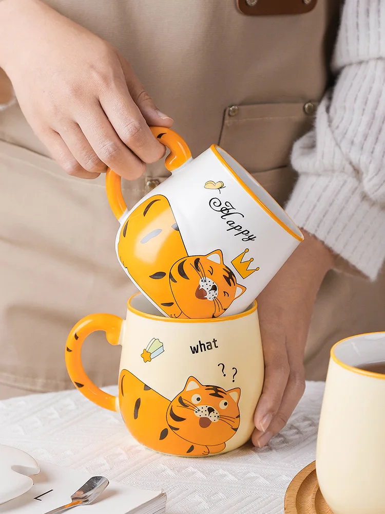 Tiger Cartoon Ceramic Cup Yellow Cute Kawaii Mug with Lid Spoon Design Sense of Couple Drinking Water/coffee Cups Home Female
Tiger Cartoon Ceramic Cup Yellow Cute Kawaii Mug with Lid Spoon Design Sense of Couple Drinking Water/coffee Cups Home Female