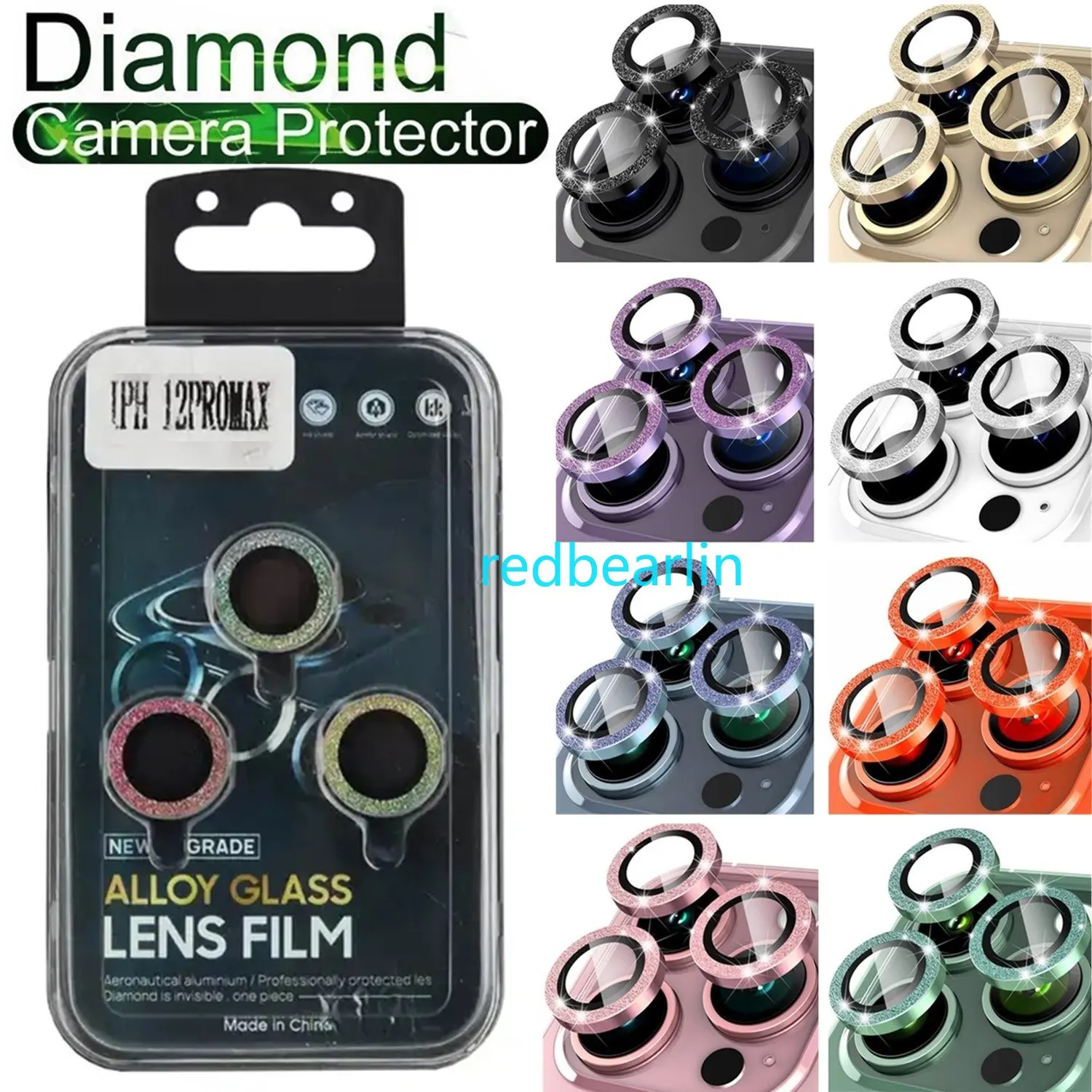 50set Luxury Glitter Diamond Camera Lens Protector on For iPhone 15 11 12 13 14 pro max Back Camera Glass Protect Sticker Cap
50set Luxury Glitter Diamond Camera Lens Protector on For iPhone 15 11 12 13 14 pro max Back Camera Glass Protect Sticker Cap