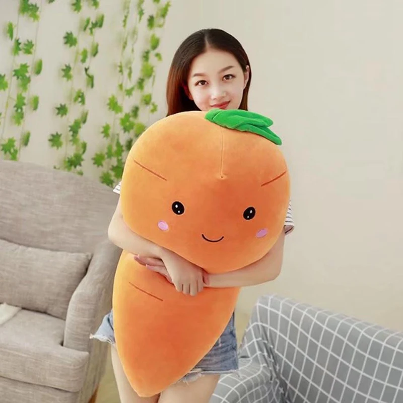 

55cm Cartoon Plant Smile Carrot Plush toy Cute Simulation Vegetable Carrot Pillow Dolls Stuffed Soft Toys for Children Gift