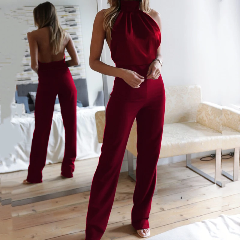 Комбинезон женский облегающий с высоким воротником, пикантный однотонный Ромпер без рукавов, с открытой спиной, с лямкой на шее, брюки-карандаш, на лето 
Комбинезон женский облегающий с высоким воротником, пикантный однотонный Ромпер без рукавов, с открытой спиной, с лямкой на шее, брюки-карандаш, на лето