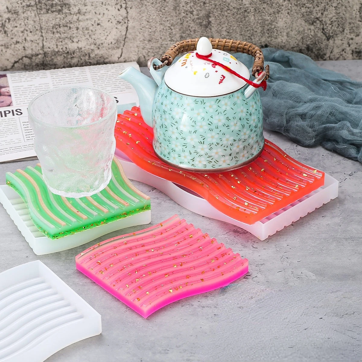 DIY Wave Shape Coaster Epoxy Resin Mold Craft Food Fruit Cake Casting Mat Tray Silicone Molds Home Decor Pad Making Mould
DIY Wave Shape Coaster Epoxy Resin Mold Craft Food Fruit Cake Casting Mat Tray Silicone Molds Home Decor Pad Making Mould