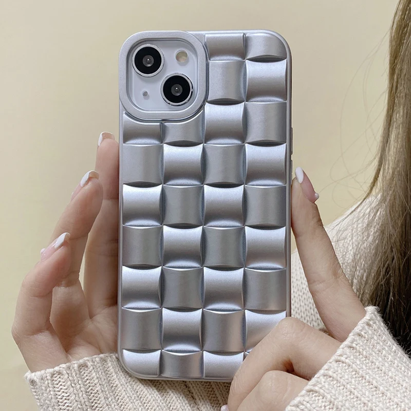 3D Matte Luxury Silver Lattice Phone Case For iPhone 11 12 13 14 Pro Max X XR XS 7 8 14 Plus SE2 Plain Cute Soft Back Cover Case
3D Matte Luxury Silver Lattice Phone Case For iPhone 11 12 13 14 Pro Max X XR XS 7 8 14 Plus SE2 Plain Cute Soft Back Cover Case
