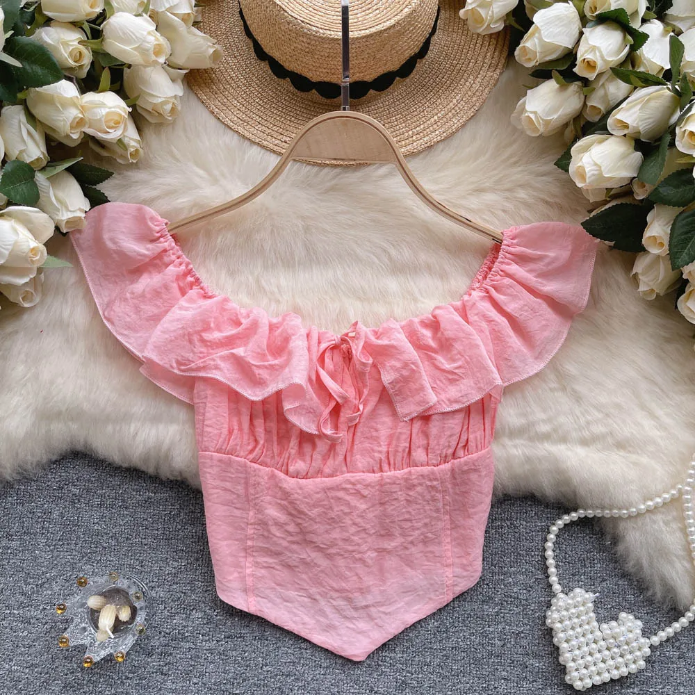 French Ruffled Square Neck Shirt Women Summer New Fashion Korean Irregular Chic Short Tops Solid Color Blouse K420
French Ruffled Square Neck Shirt Women Summer New Fashion Korean Irregular Chic Short Tops Solid Color Blouse K420