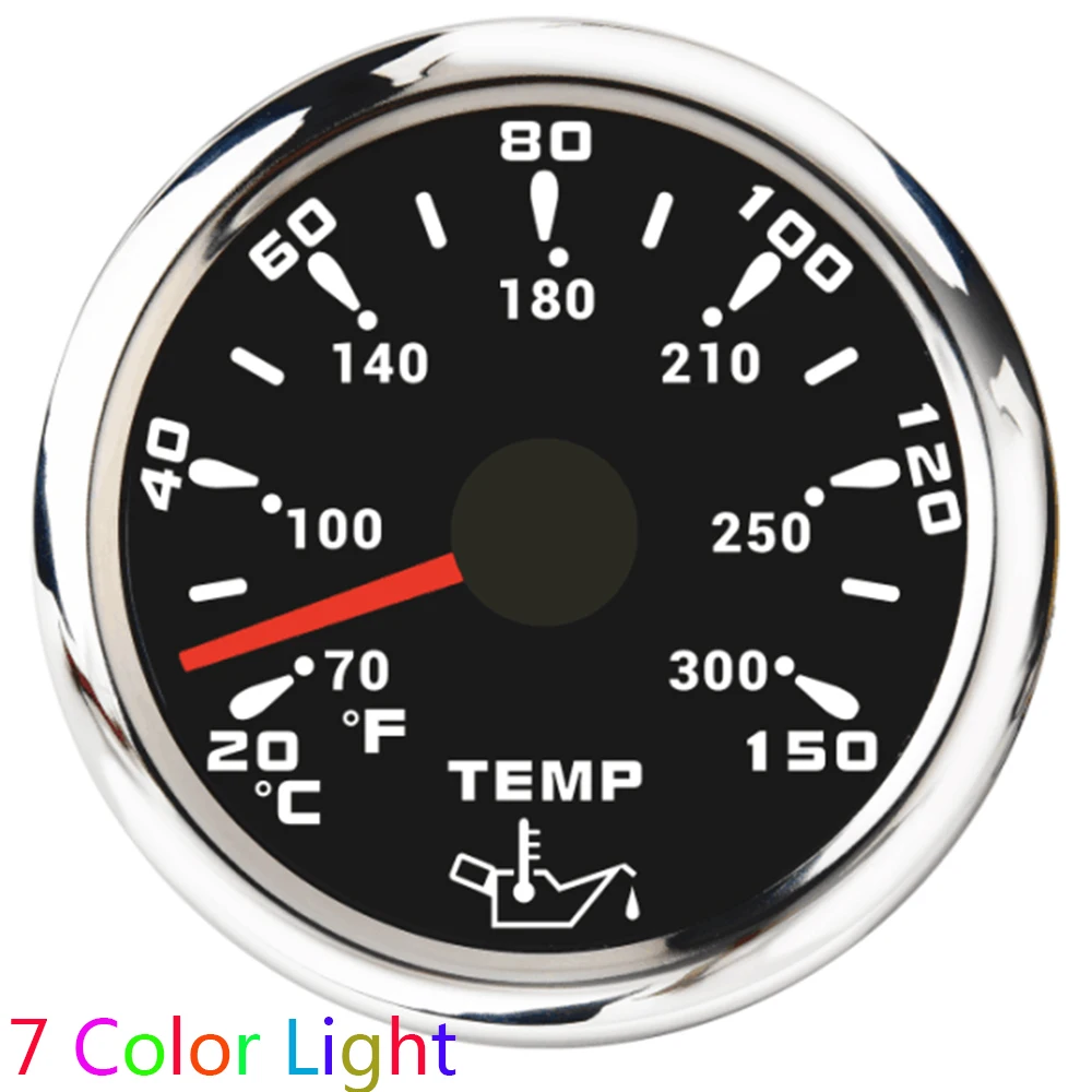 

7 Color Backlight Oil Temperature Gauge for Diesel Gasoline Car Boat Marine 2" 52MM Oil Temp Meter Indicator 20~150 Celsius