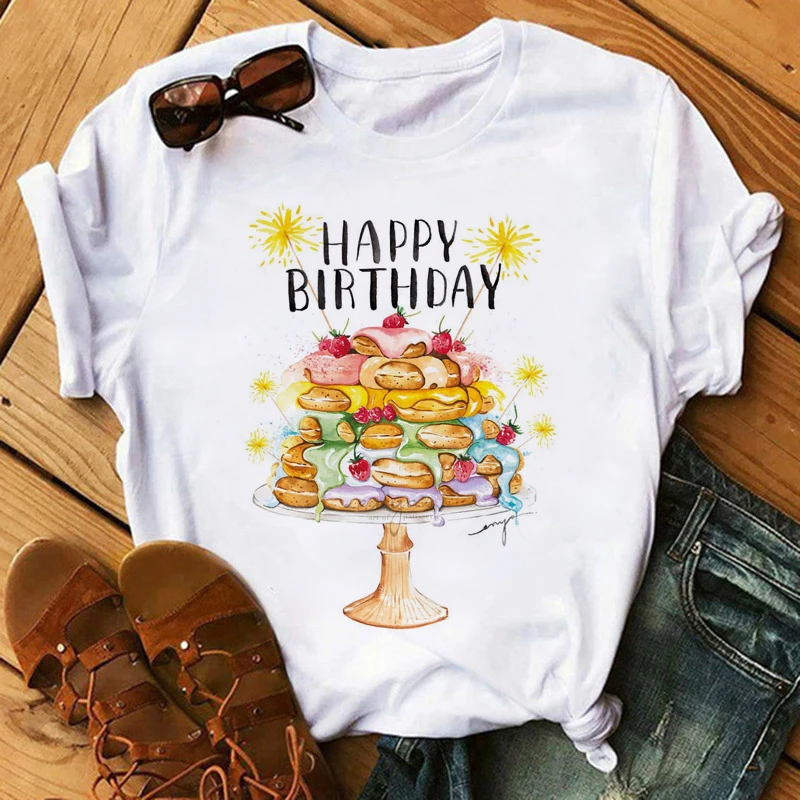 T Shirt for Women Short Sleeve cake Mujer Camisetas happy Birthday Print Lady T-shirts Female Tee Top Womens Graphic T-Shirt
T Shirt for Women Short Sleeve cake Mujer Camisetas happy Birthday Print Lady T-shirts Female Tee Top Womens Graphic T-Shirt