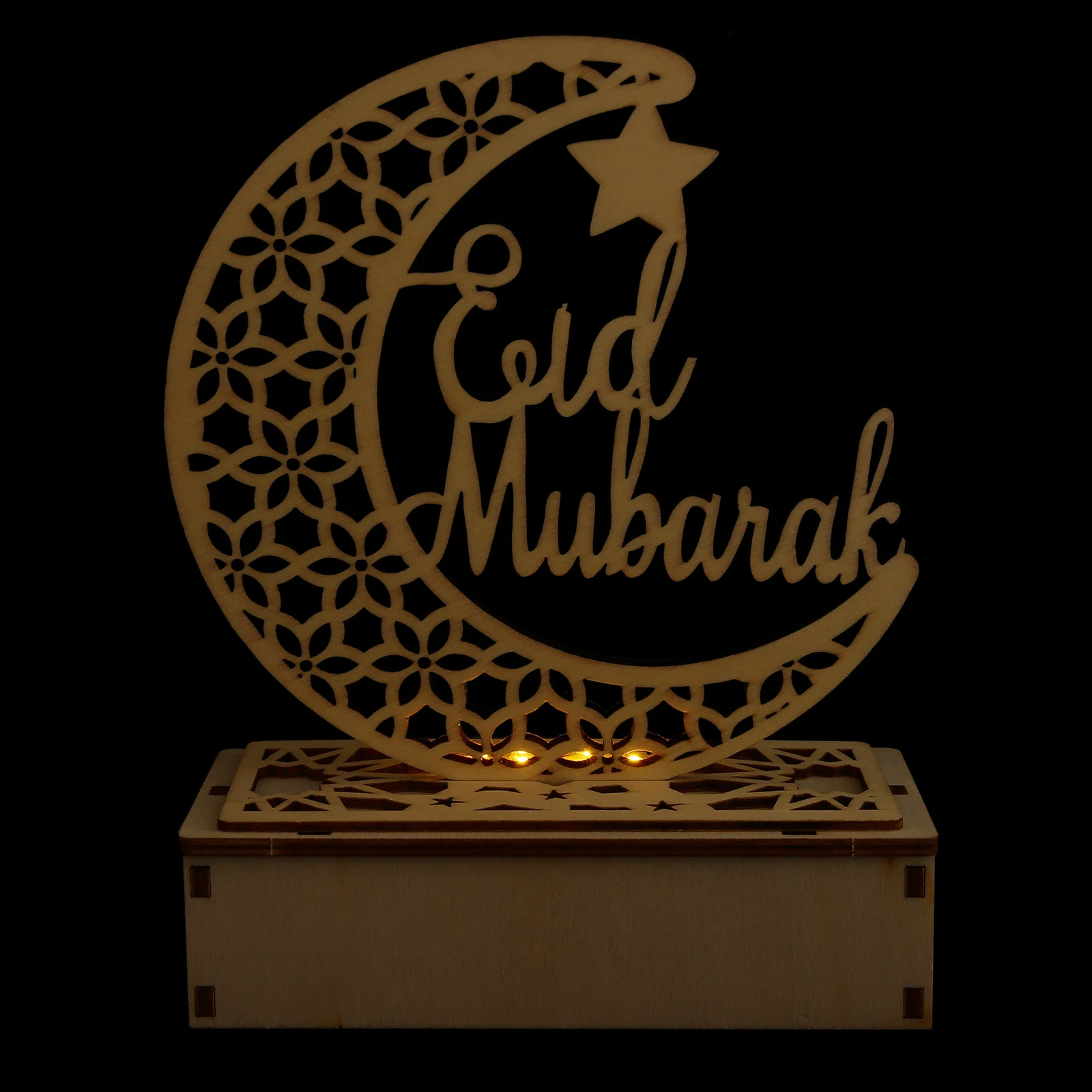 Светящаяся настольная декорация Eid Mubarak, деревянный светодиодный светильник Рамадан, домашнее украшение
Светящаяся настольная декорация Eid Mubarak, деревянный светодиодный светильник Рамадан, домашнее украшение