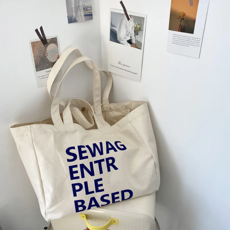 Women Canvas Shoulder Bag Letter Printing Ladies Casual Handbag Tote Bag Large Capacity Cotton Reusable Shopping Beach Bag 2023
Women Canvas Shoulder Bag Letter Printing Ladies Casual Handbag Tote Bag Large Capacity Cotton Reusable Shopping Beach Bag 2023