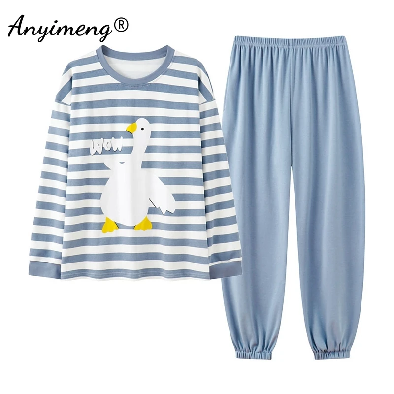 Kawaii White Duck Printing Pajamas Set for Lady Autumn Elegant Long Sleeve Pullover Woman Sleepwear Preppy Style Pijama for Girl
Kawaii White Duck Printing Pajamas Set for Lady Autumn Elegant Long Sleeve Pullover Woman Sleepwear Preppy Style Pijama for Girl