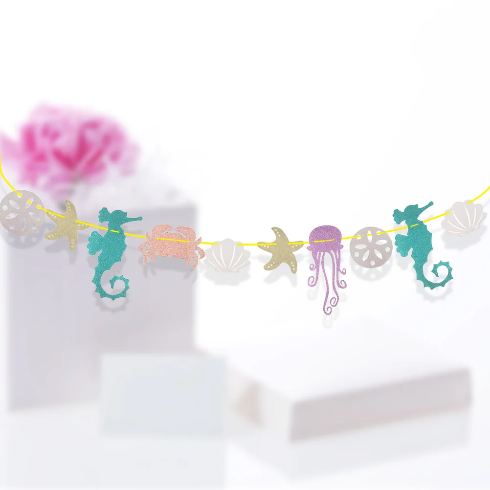 Hawaiian Luau Garland Seahorse Jellyfish Seashell Crab Sea Star Glitter Banner for Summer Pool Birthday Party Decoration
Hawaiian Luau Garland Seahorse Jellyfish Seashell Crab Sea Star Glitter Banner for Summer Pool Birthday Party Decoration