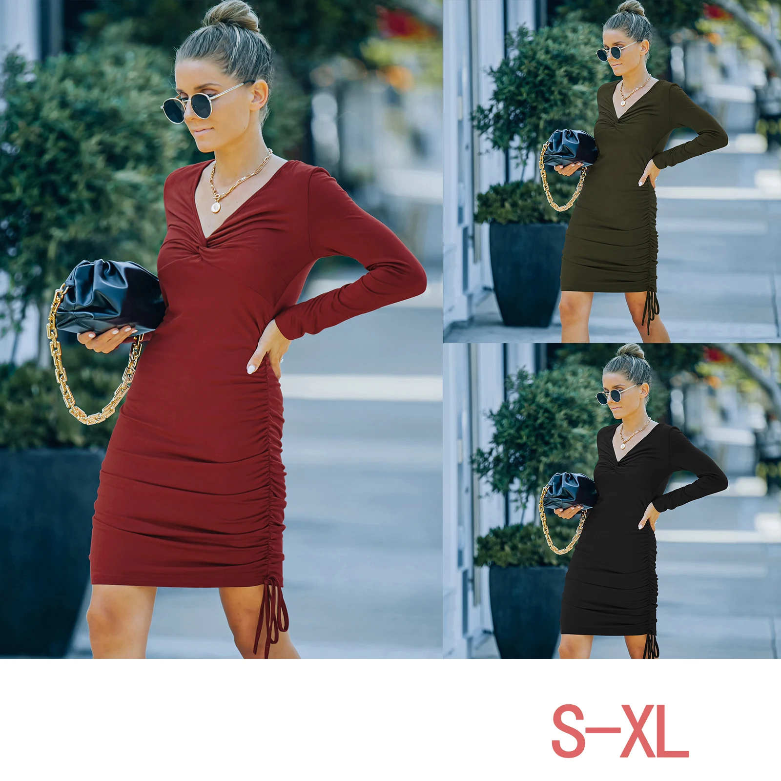 Women's 2022 Autumn Knitted Sweater Sexy Slim Mini Dress Winter Pleated Drawstring V Neck Long Sleeve Club Party Women's Dress
Women's 2022 Autumn Knitted Sweater Sexy Slim Mini Dress Winter Pleated Drawstring V Neck Long Sleeve Club Party Women's Dress