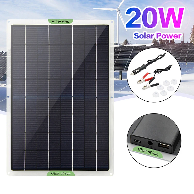 20W Flexible Solar Panel Charging Solar Cell Board Portable Single Crystal Solar System for Camping Hiking Phone RV Car Charger
20W Flexible Solar Panel Charging Solar Cell Board Portable Single Crystal Solar System for Camping Hiking Phone RV Car Charger