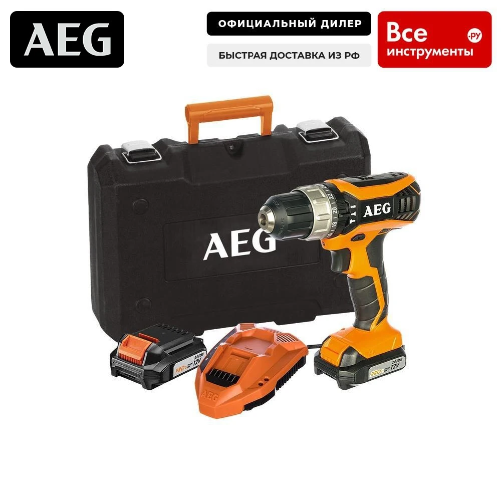 Аккумуляторная ударная дрель-шуруповерт aeg bsb 12g3 li-202c 451531 | Инструменты