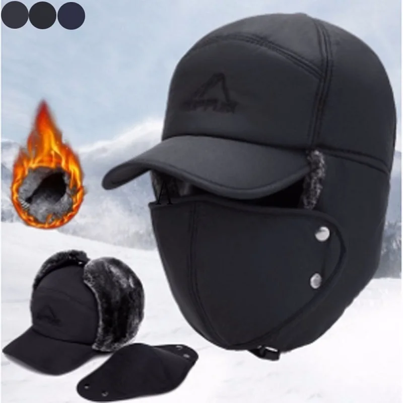 Winter Warm Bomber Hats Men Women Fashion Ear Protection Face Windproof Ski Caps Velvet Thicken Couple Hat 2021 New
Winter Warm Bomber Hats Men Women Fashion Ear Protection Face Windproof Ski Caps Velvet Thicken Couple Hat 2021 New