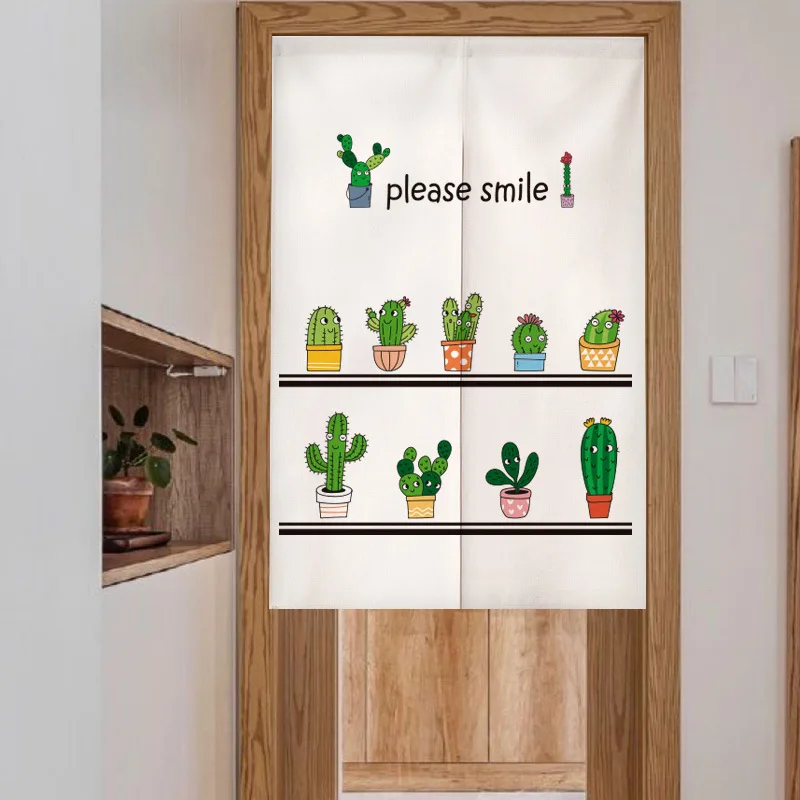 

Green Potted Plants Cactus Doorway Curtains Noren for Bedroom Living Room Entrance Decor Kitchen Curtain Partition Door Curtains