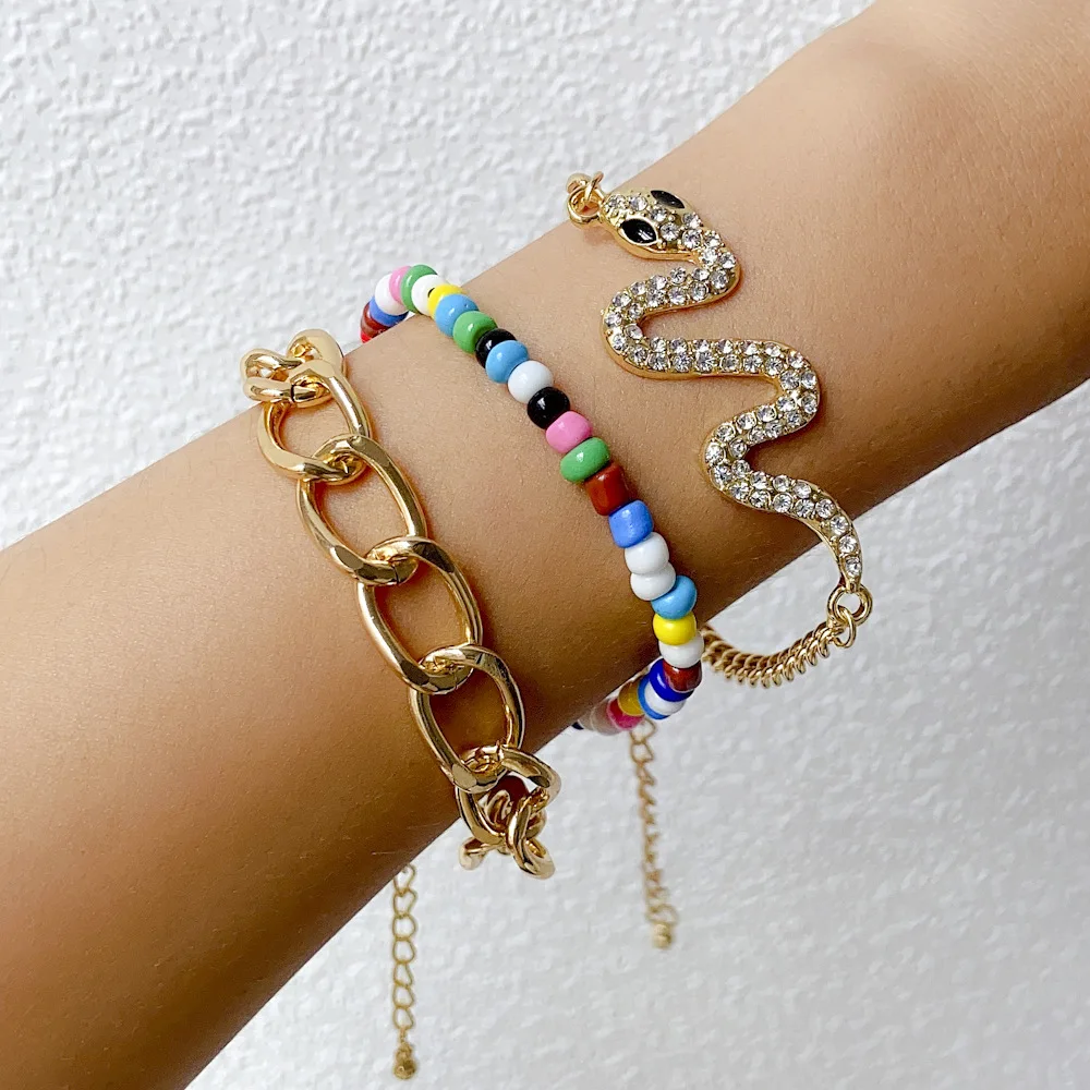 Lost Lady 3pcs Creative Snake Zirconium Beaded Bracelet For Women Exquisite Adjustable Link Bracelet Set For Girls Jewelry
Lost Lady 3pcs Creative Snake Zirconium Beaded Bracelet For Women Exquisite Adjustable Link Bracelet Set For Girls Jewelry