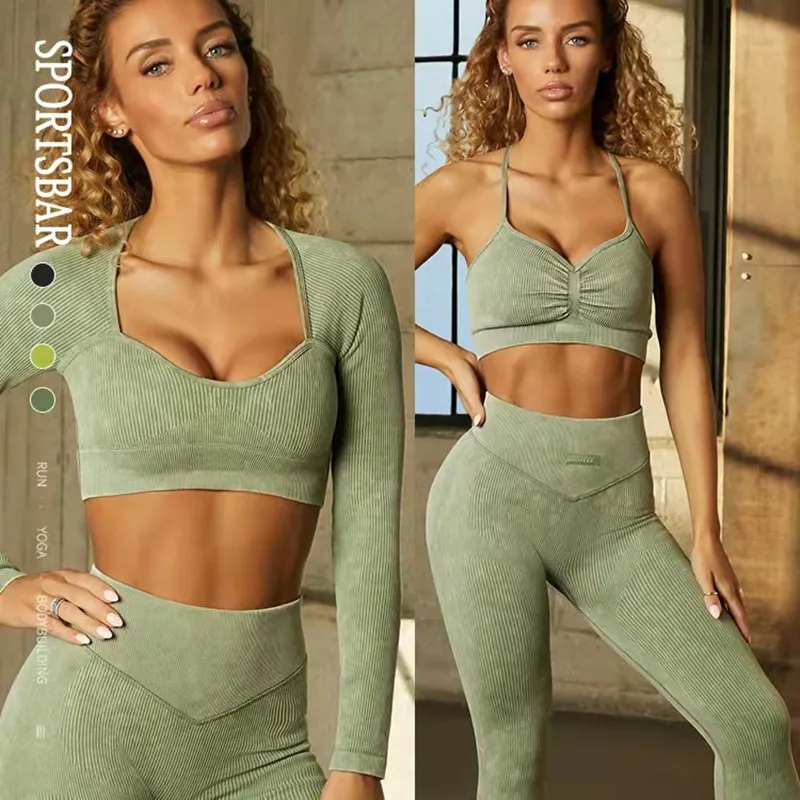 2022 Sand Wash 2-piece Women's Gym Sport Set Women Suit For Fitness Bra Crop Top Long Sleeve Trouser Short Suits Sports Outfit
2022 Sand Wash 2-piece Women's Gym Sport Set Women Suit For Fitness Bra Crop Top Long Sleeve Trouser Short Suits Sports Outfit