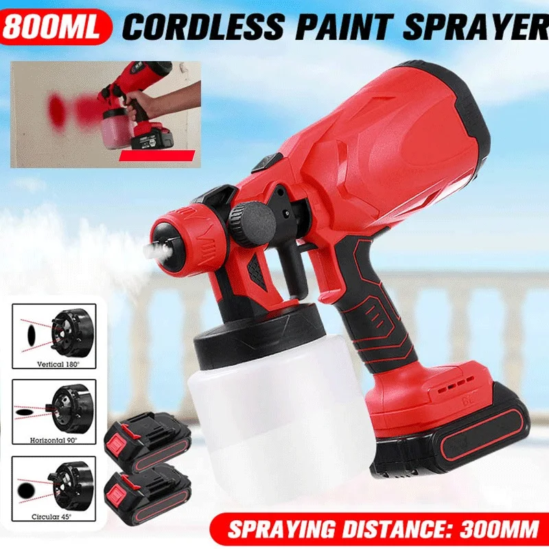 800ML Cordless Electric Spray Gun with 2pcs Lithium-ion Battery Portable Flow Control Paint Sprayer For Makita 18V Battery
800ML Cordless Electric Spray Gun with 2pcs Lithium-ion Battery Portable Flow Control Paint Sprayer For Makita 18V Battery