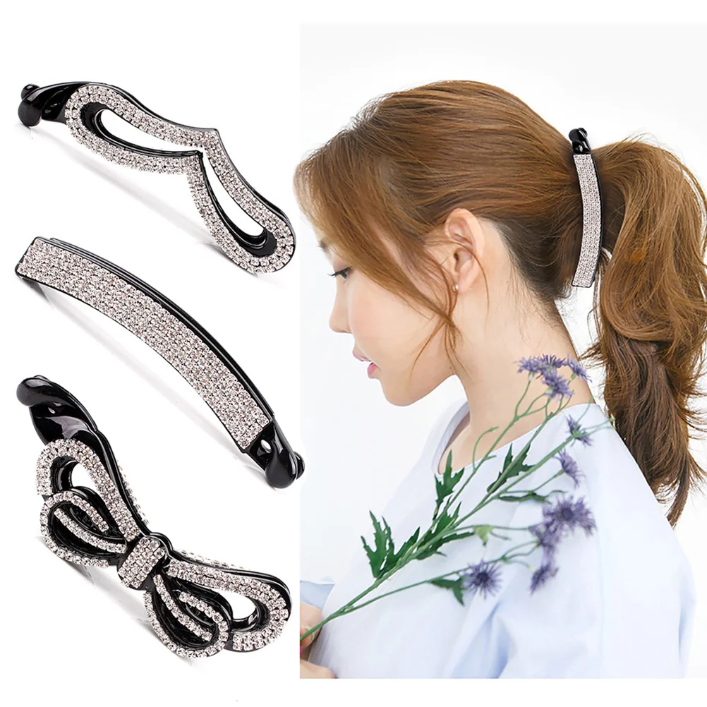 3pcs Ponytail Holder Clip Black Celluloid Ponytail Holder Rhinestones Banana Hair Claw Clip for Girls
3pcs Ponytail Holder Clip Black Celluloid Ponytail Holder Rhinestones Banana Hair Claw Clip for Girls