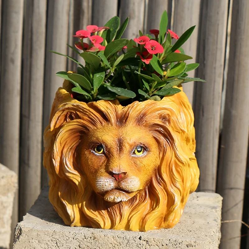 3D Lion Head Vase Figure Planter Pot Cute Succulent Bonsai Pots Resin Flower Pot Garden Home Cachepot for Flowers
3D Lion Head Vase Figure Planter Pot Cute Succulent Bonsai Pots Resin Flower Pot Garden Home Cachepot for Flowers