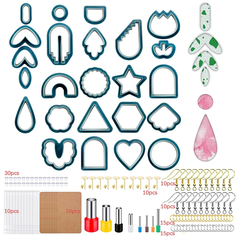 

142Pcs Polymer Clay Cutters Set 24 Shapes Plastic Clay Earring Cutter Stainless DIY Jewelry Mold Earring Making Accessories