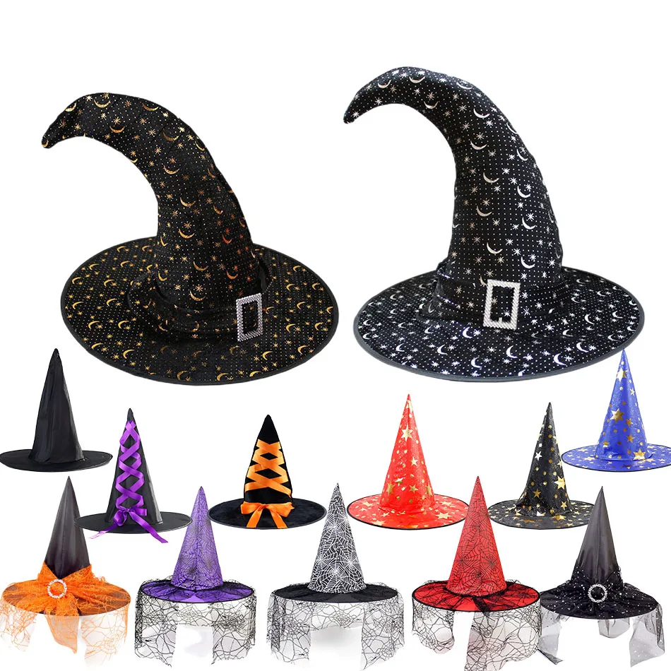 Adult Kids Halloween Party Hat Black Witch Hats Masquerade Ribbon Wizard Costume Top Pointed Caps Cosplay Witch Props Decoration 
Adult Kids Halloween Party Hat Black Witch Hats Masquerade Ribbon Wizard Costume Top Pointed Caps Cosplay Witch Props Decoration