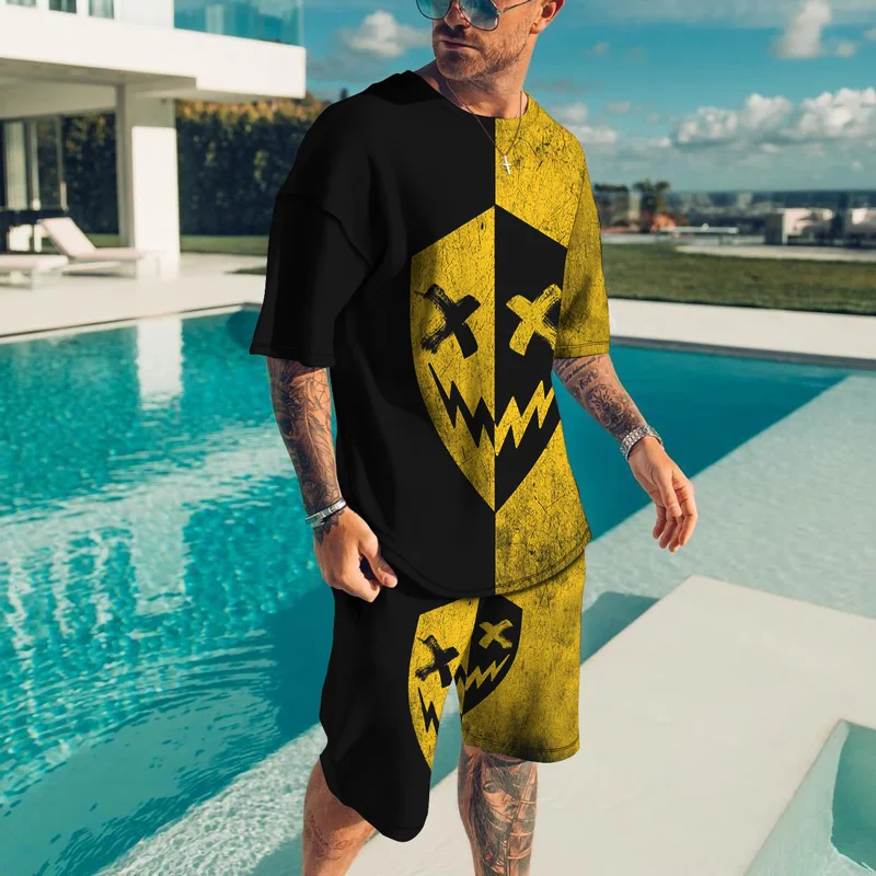 2022 Men's 3D Printing T-Shirt Set Summer X Smiley Pattern Casual Round Neck Short Sleeve Oversized Tracksuit Men T-Shirt Set
2022 Men's 3D Printing T-Shirt Set Summer X Smiley Pattern Casual Round Neck Short Sleeve Oversized Tracksuit Men T-Shirt Set