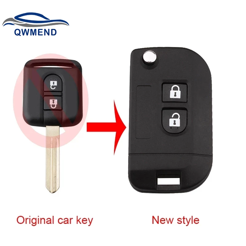 Обновленный чехол для автомобильного ключа с 3 кнопками Nissan Qashqai Elgrand корпус
