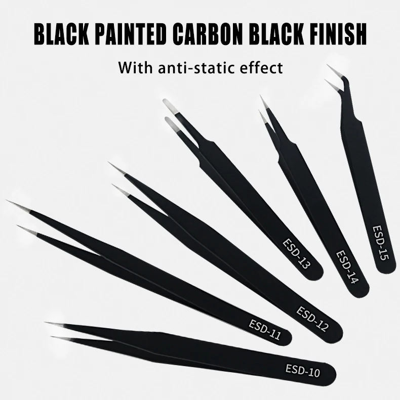 1Pcs ESD Anti-static Tweezers Black Stainless Steel Curved Straight Nipper Industrial Precision Electric Maintenance Repair Tool
1Pcs ESD Anti-static Tweezers Black Stainless Steel Curved Straight Nipper Industrial Precision Electric Maintenance Repair Tool