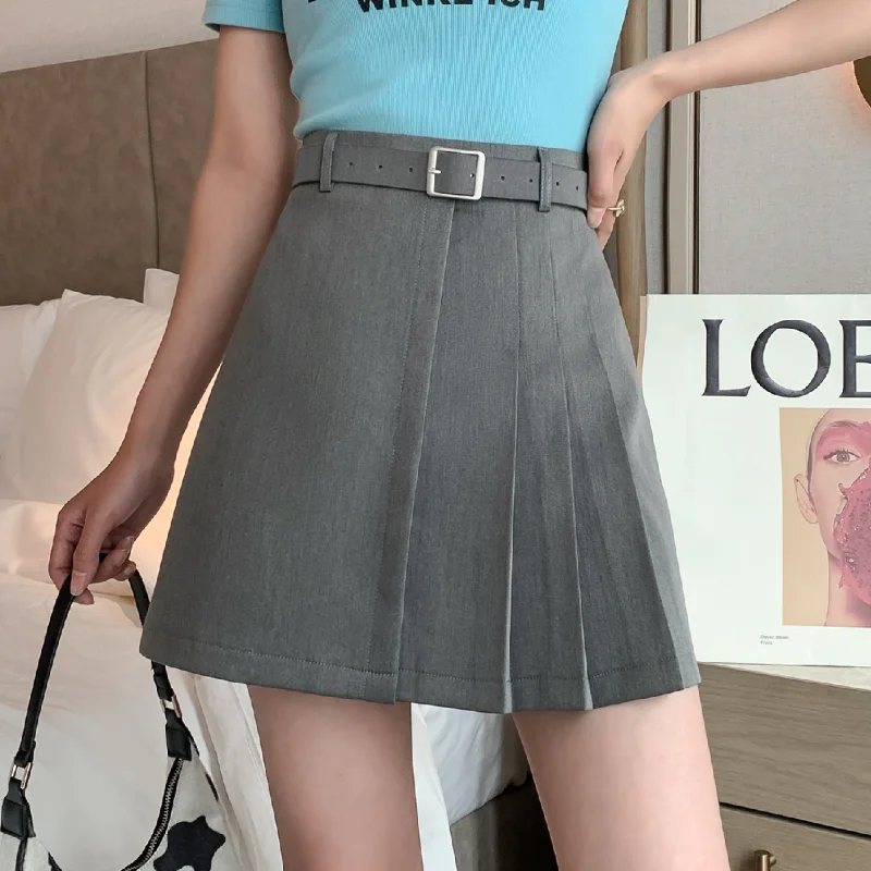 Women 2021 Spring Summer Sashes High Waist Fashion Gray Pleated Skirts A-line High Street Sexy Female Mini Short Skirt College
Women 2021 Spring Summer Sashes High Waist Fashion Gray Pleated Skirts A-line High Street Sexy Female Mini Short Skirt College