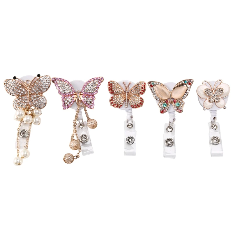 5Pcs Retractable Badge Holder Reel, Butterfly Handmade Bling Rhinestone ID Badge Holders With Clip, For Volunteer Nurses
5Pcs Retractable Badge Holder Reel, Butterfly Handmade Bling Rhinestone ID Badge Holders With Clip, For Volunteer Nurses