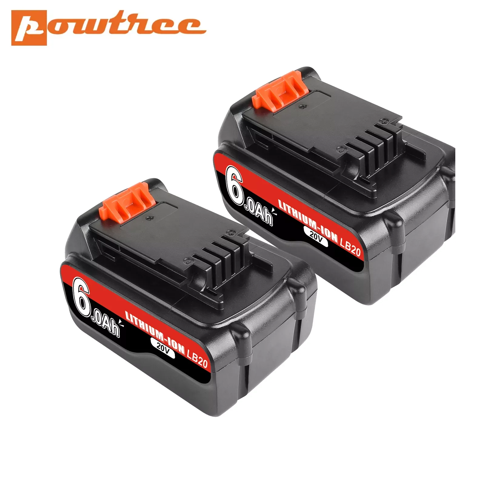 Powtree 18V/20V 6000mAh Li-ion Rechargeable Battery Power Tool Replacement Battery for BLACK & DECKER LB20 LBX20 LBXR20
Powtree 18V/20V 6000mAh Li-ion Rechargeable Battery Power Tool Replacement Battery for BLACK & DECKER LB20 LBX20 LBXR20